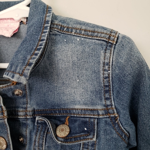 Soho Blue Girls 6 Blue Jean Denim Jacket Snap Button Cropped Long Sleeve - Picture 2 of 6